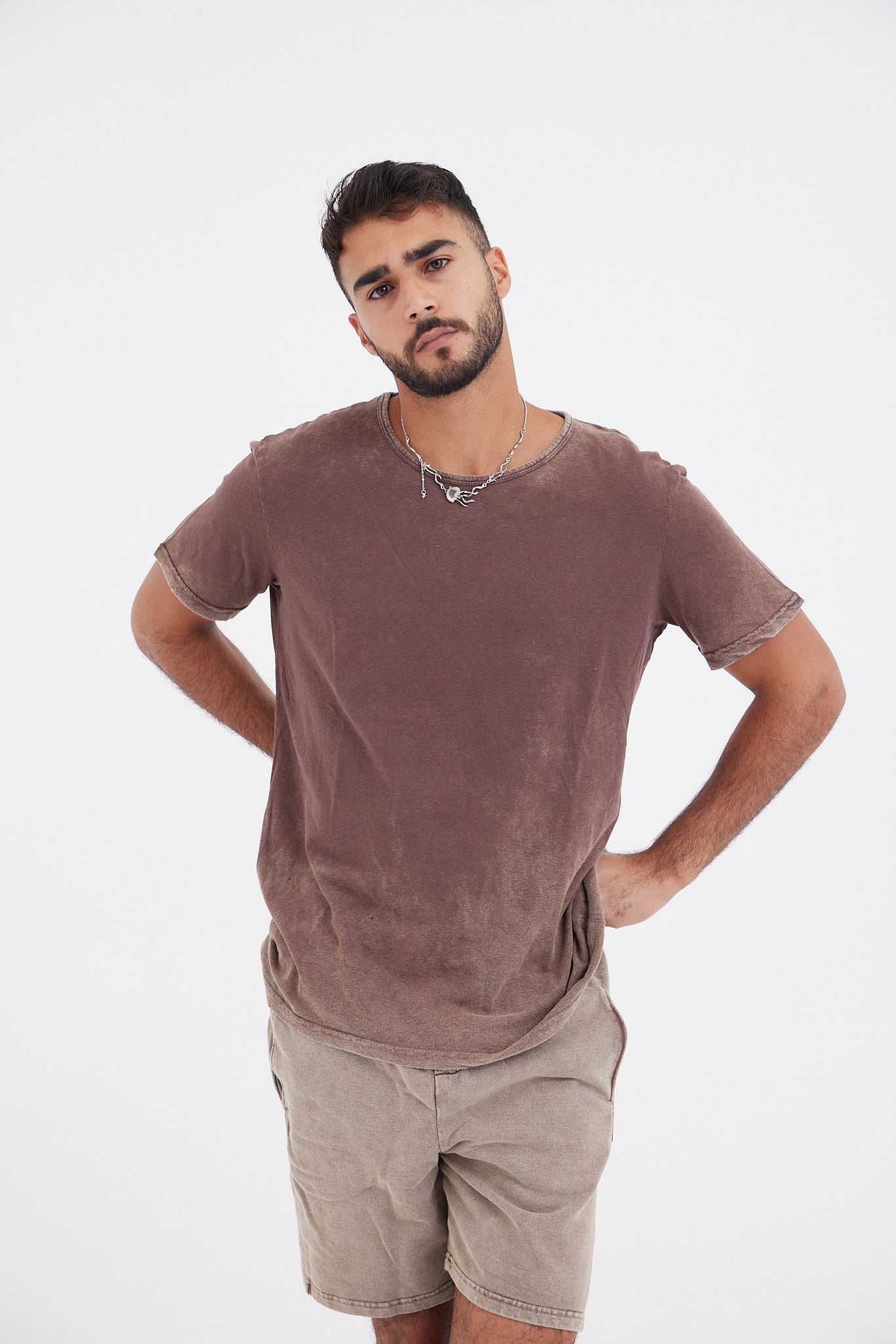 Stone Wash T-shirt - Rust Brown