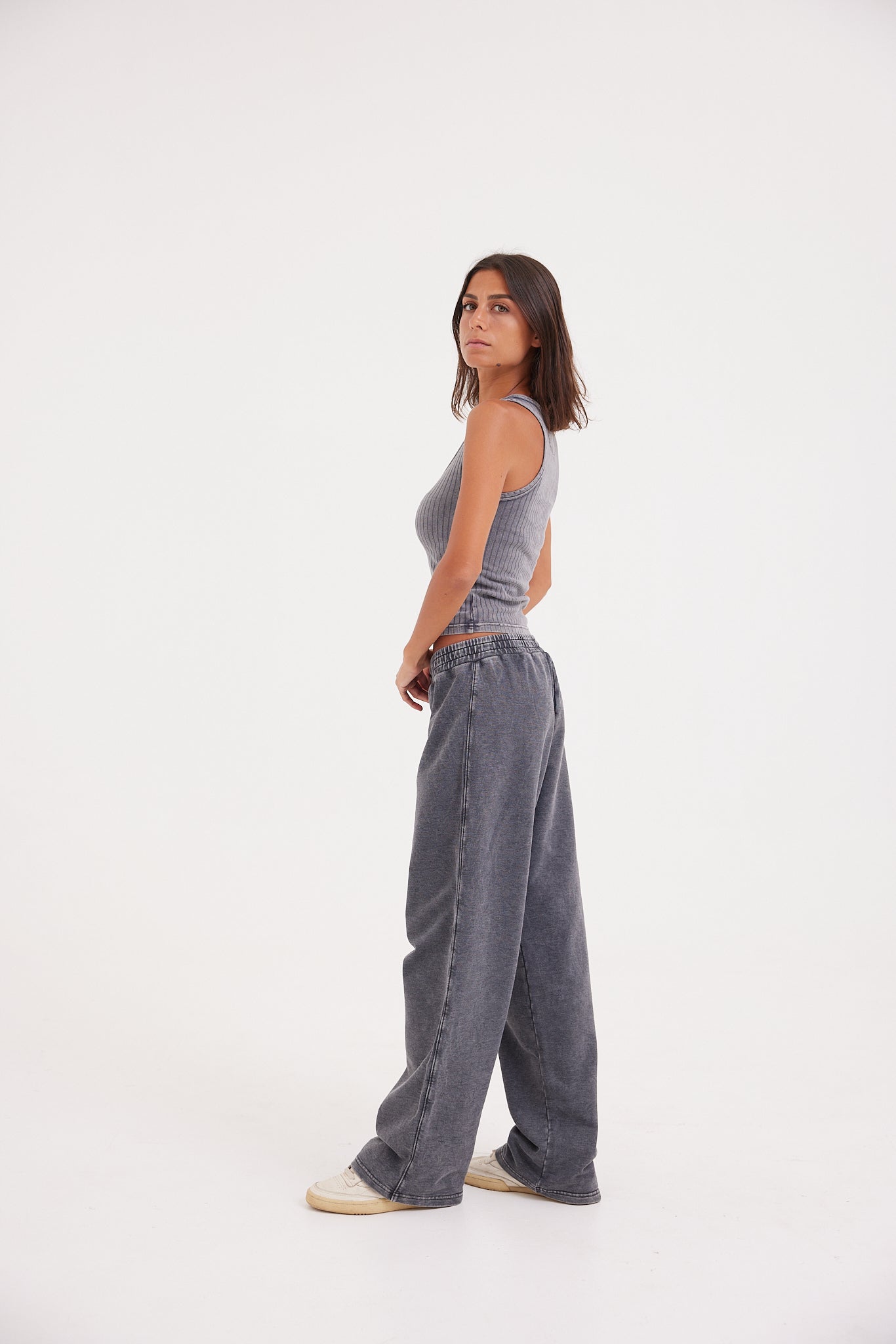 Stone Wash Sweatpants - Dark Grey