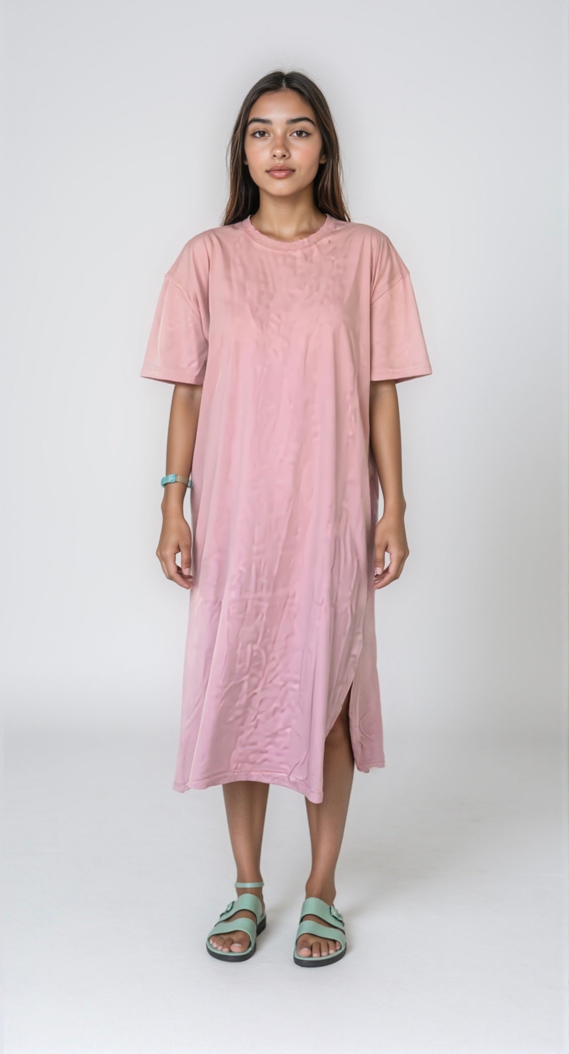 Stone Wash Dress - Coral Red