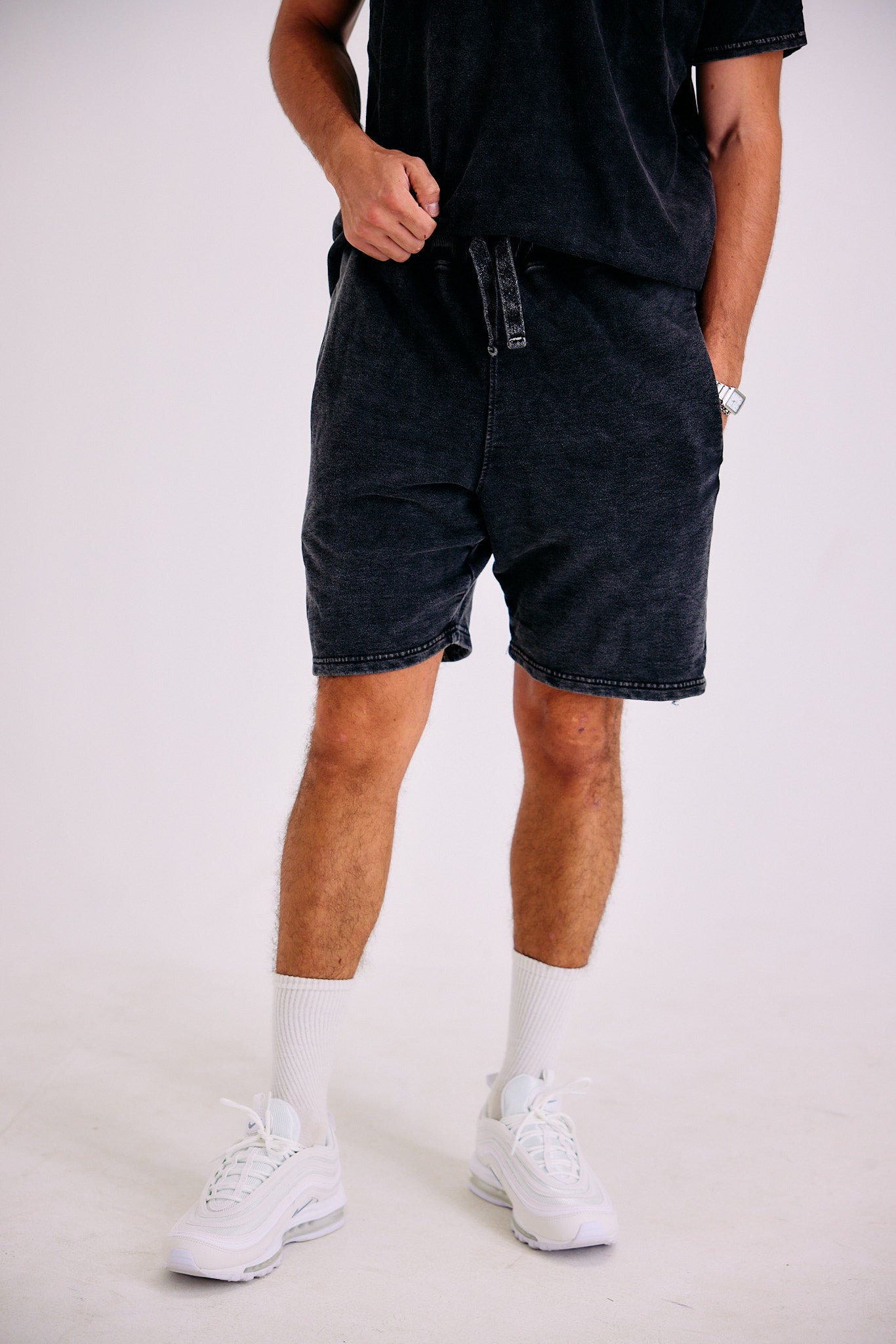 23 Stone Wash Shorts - Black