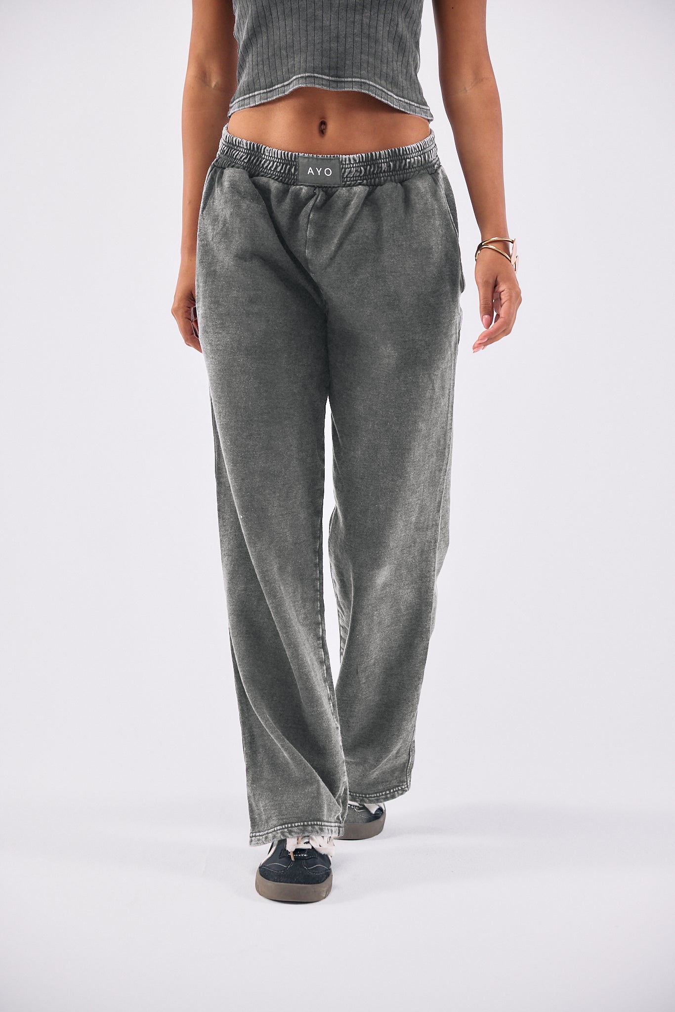 Stone Wash Sweatpants - DARK GREY