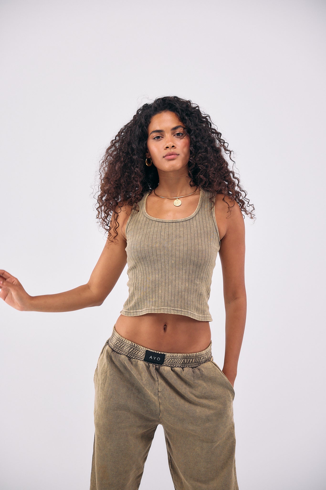 Stone Wash Tank Top - OLIVE