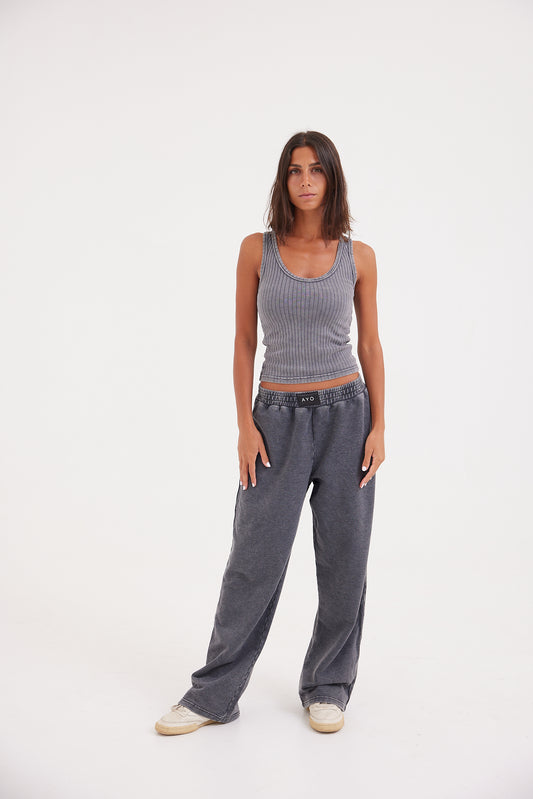 Stone Wash Sweatpants - Dark Grey
