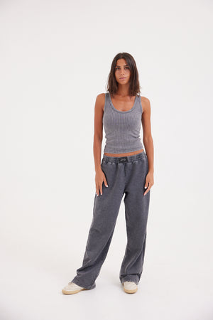 Stone Wash Sweatpants - Dark Grey
