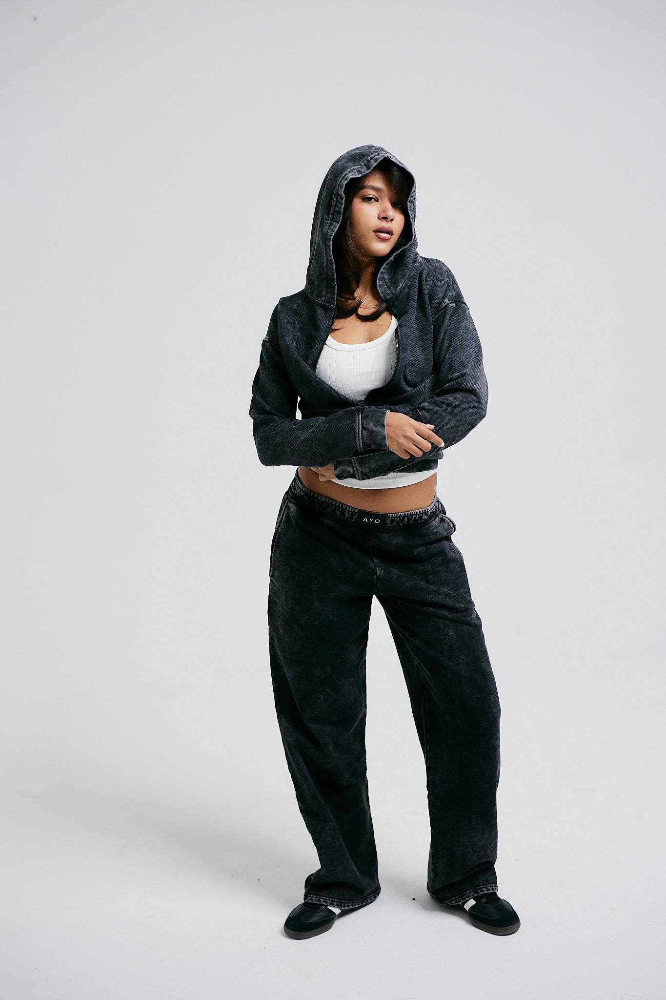 Cropped Charcoal Zip Up