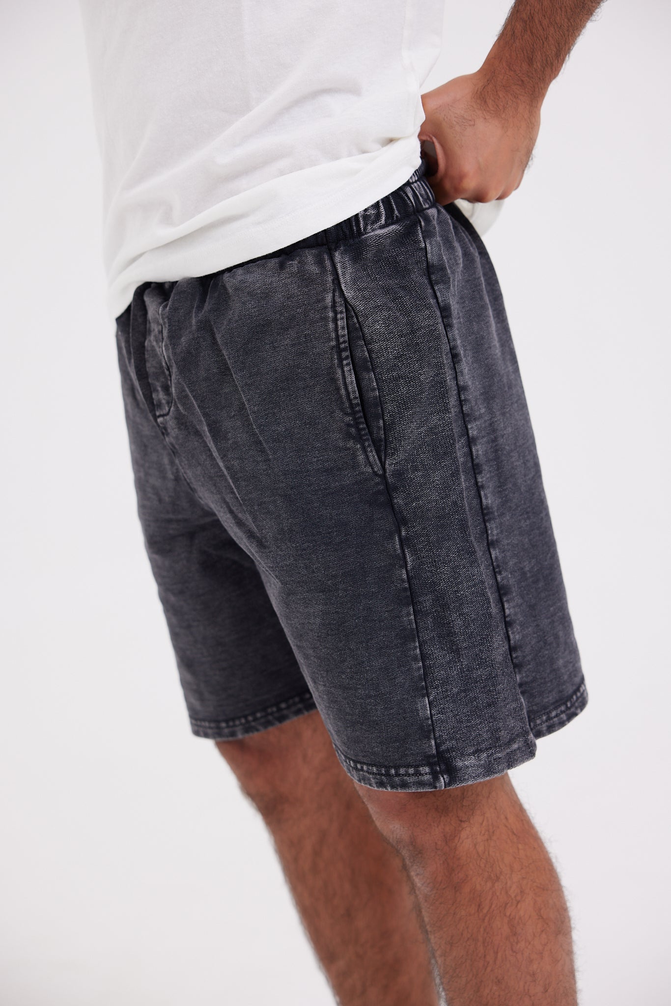 Stone Wash Shorts - Black