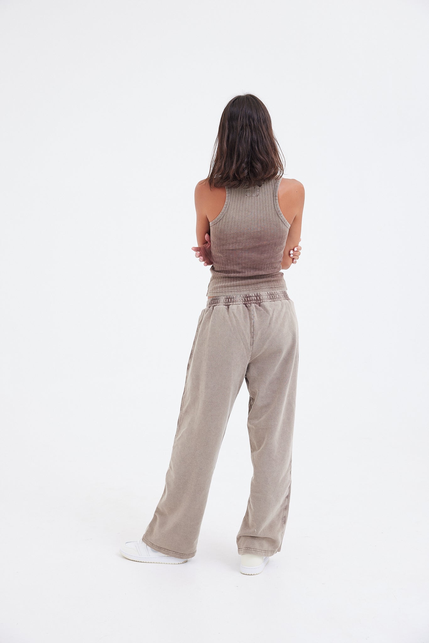 Stone Wash Sweatpants - Brown