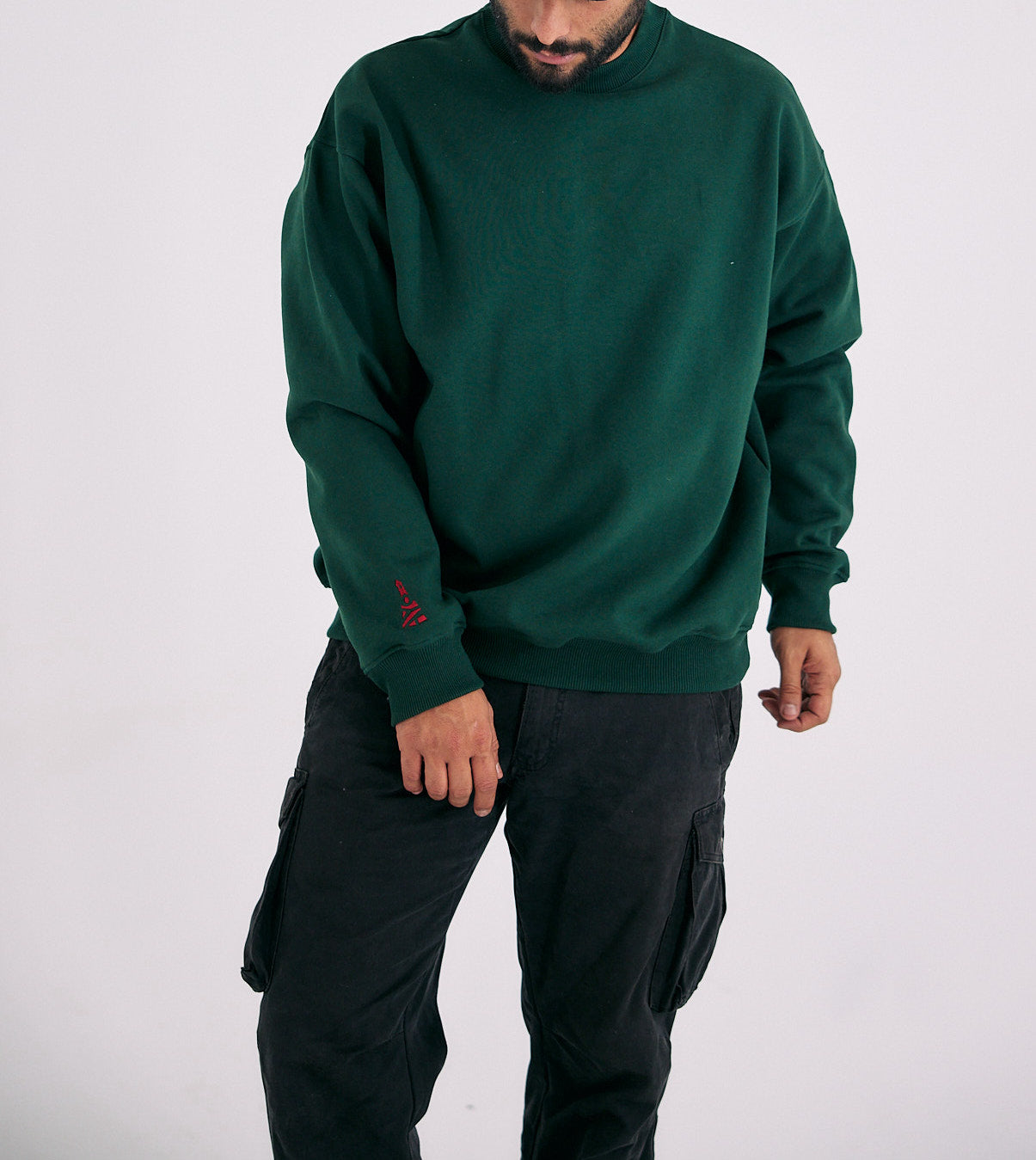 Dark green store crew neck sweatshirt