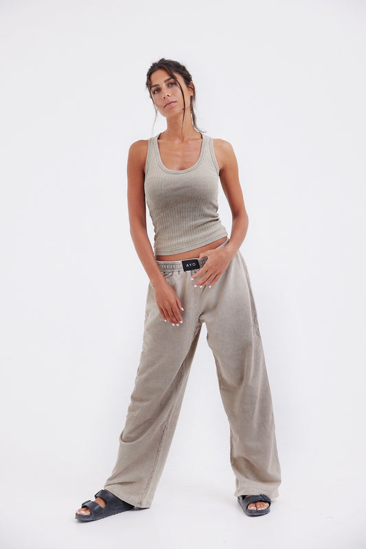 Stone Wash Sweatpants - Sand