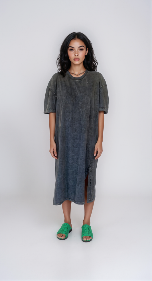 Stone Wash Dress - Grey