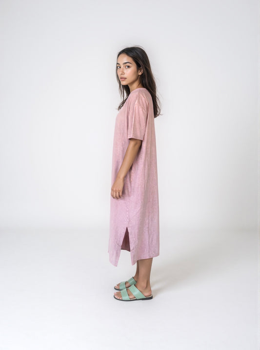 Stone Wash Dress - Coral Red