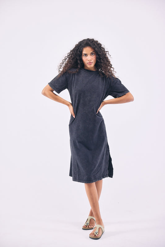 Stone Wash Dress - Black