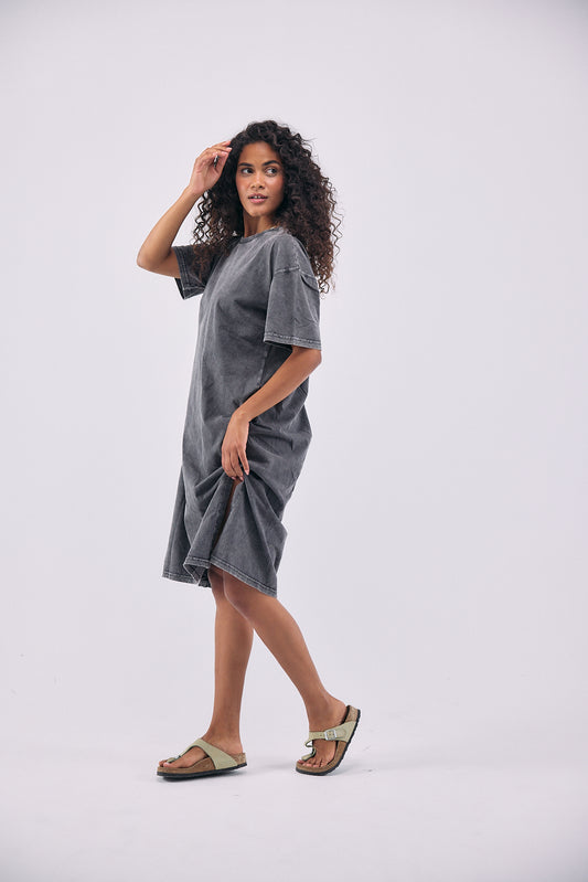 Stone Wash Dress - Grey