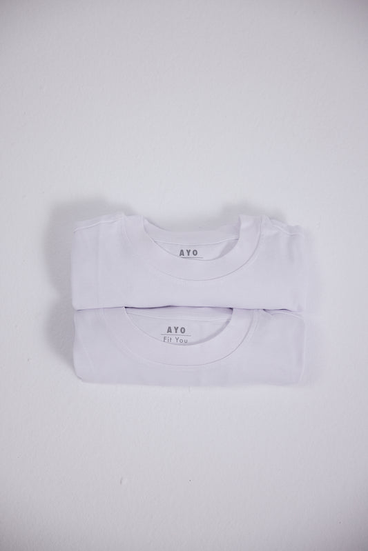 PACK of 2 Mid Weight Box Fit T-Shirt - WHITE