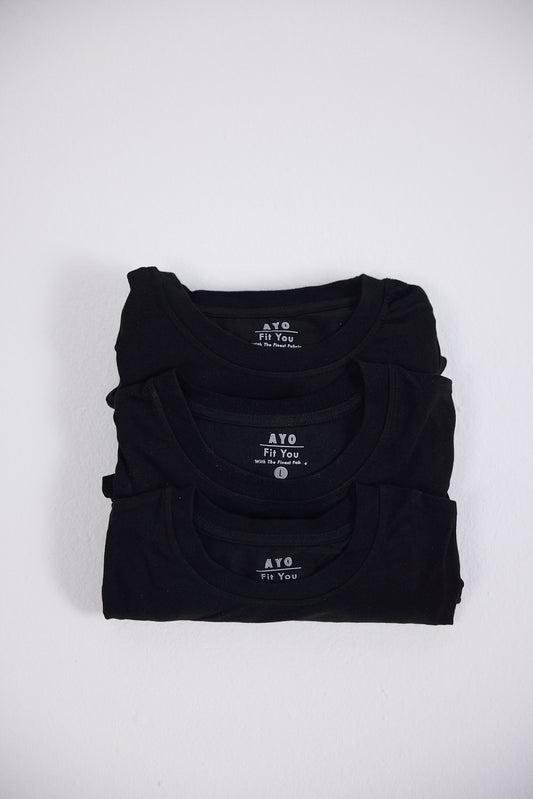 PACK of 3 Crew Neck Classic T-Shirt - BLACK