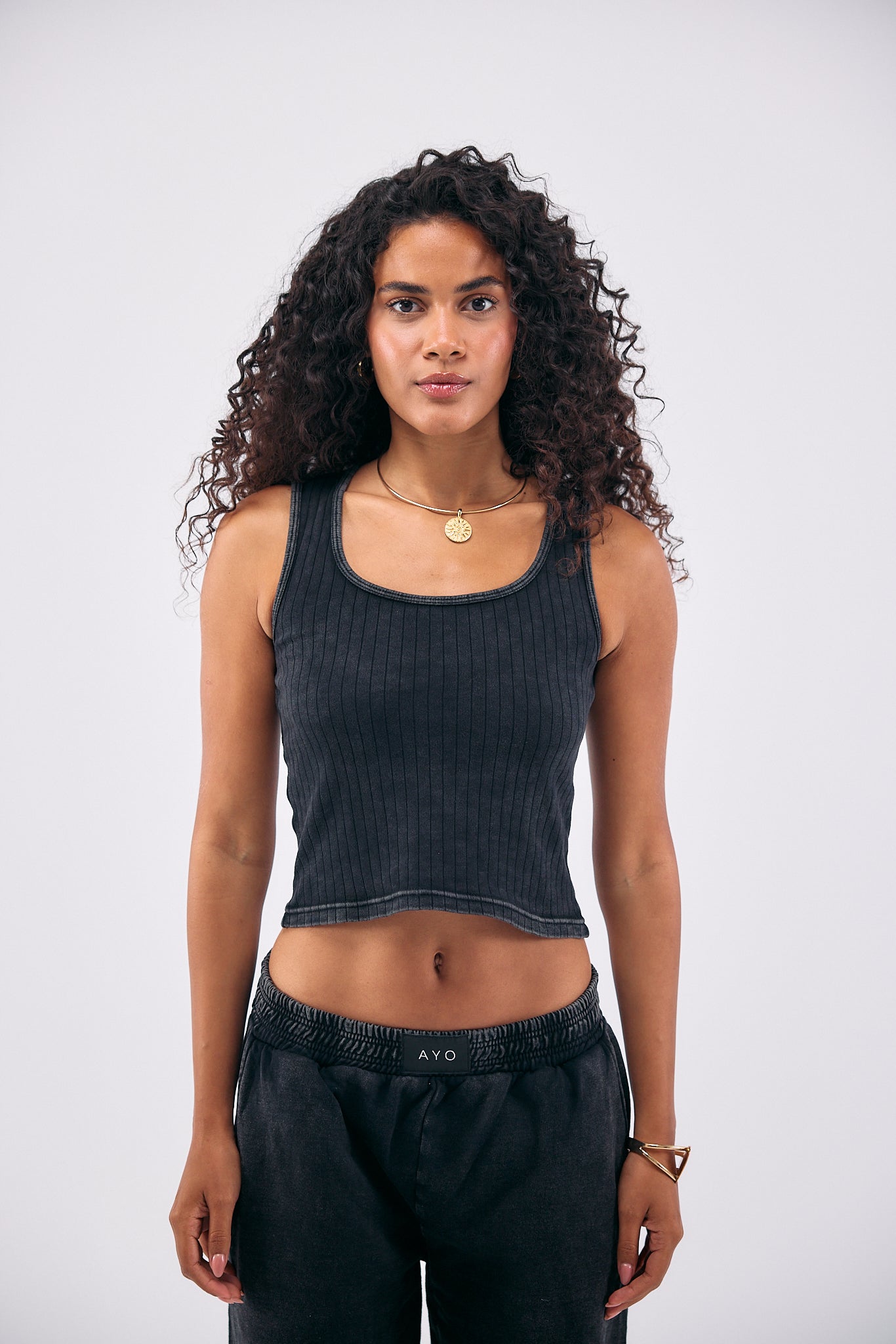 Stone Wash Tank Top - BLACK