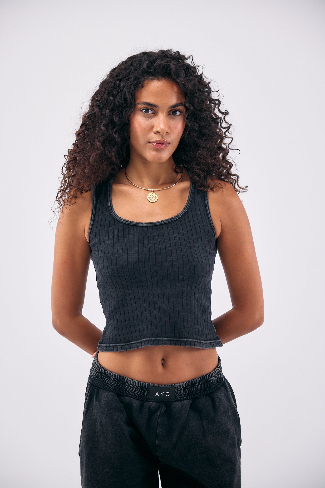 Stone Wash Tank Top - BLACK