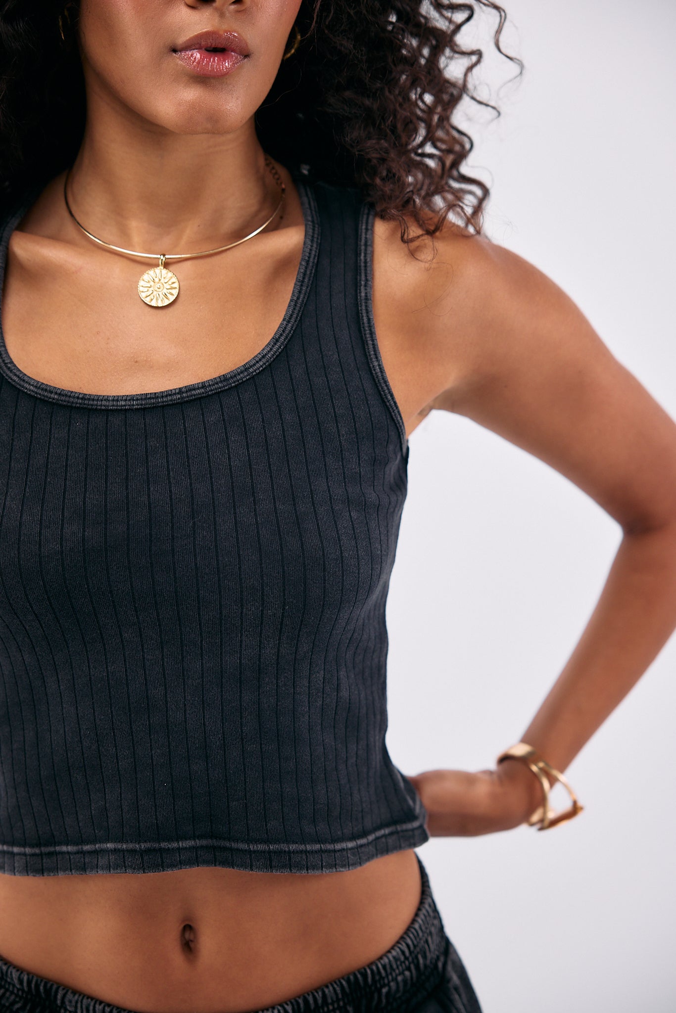 Stone Wash Tank Top - BLACK