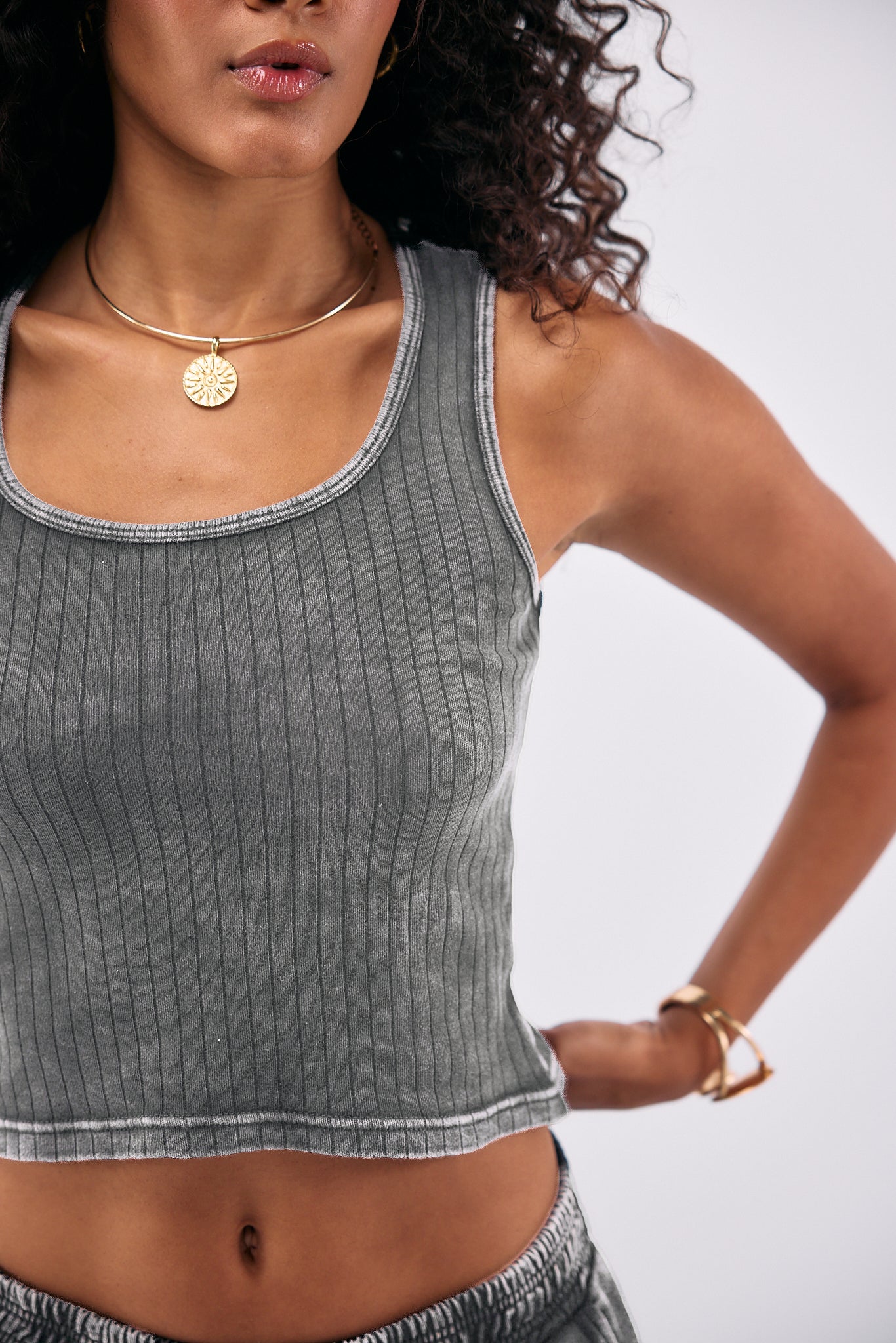 Stone Wash Tank Top - DARK GREY