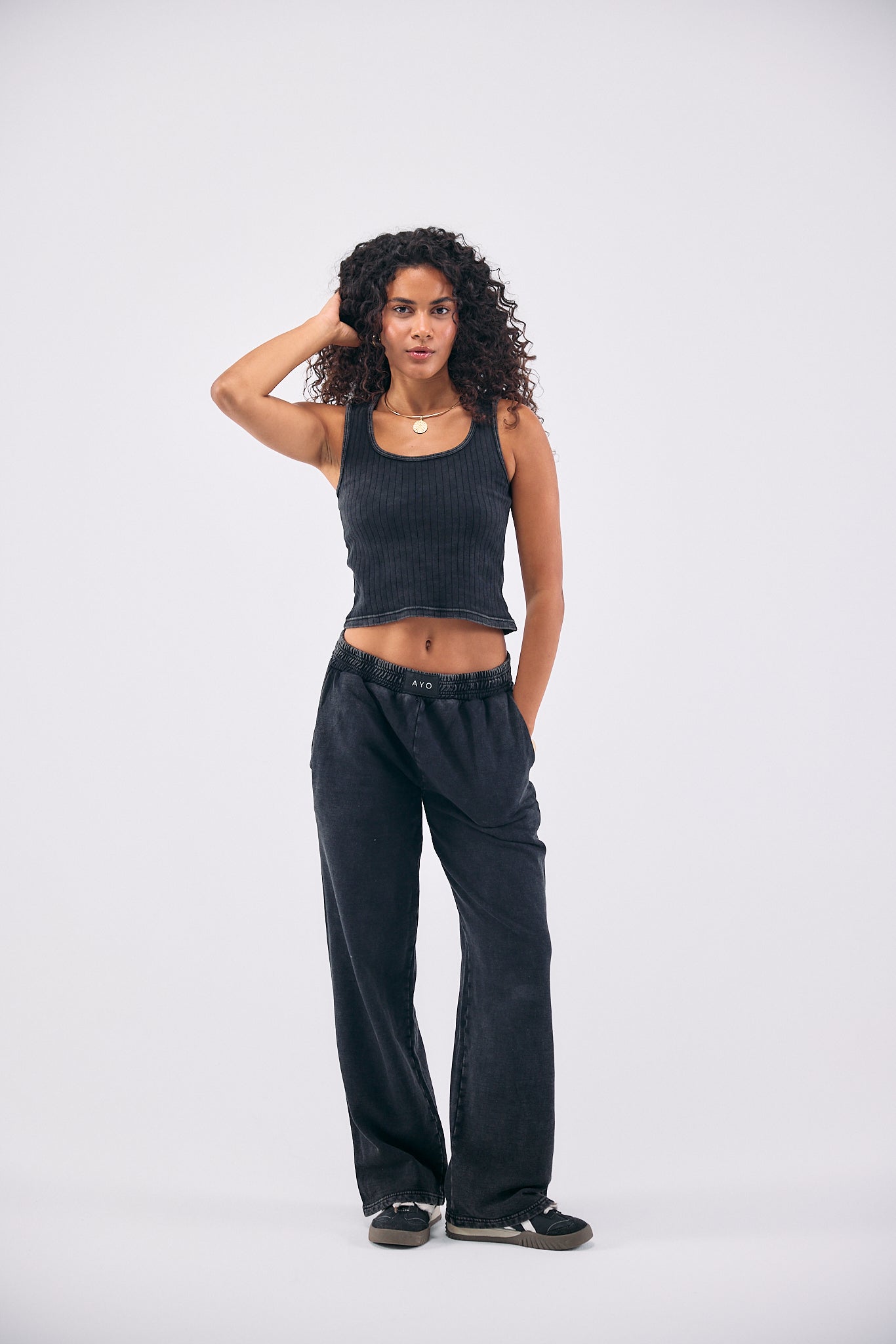 Stone Wash Sweatpants - BLACK