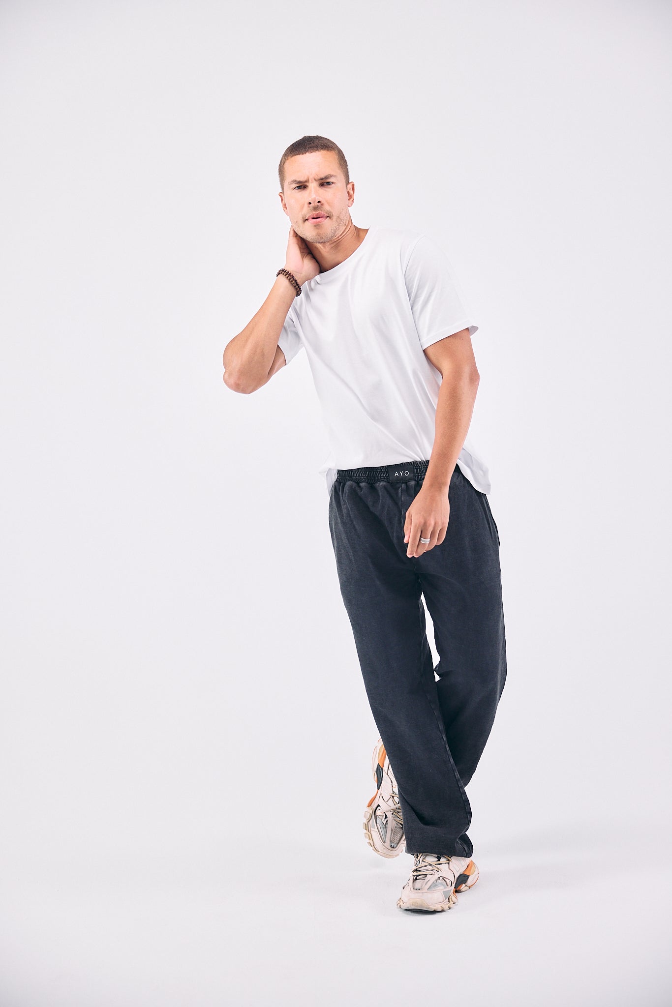 Stone Wash Sweatpants - BLACK