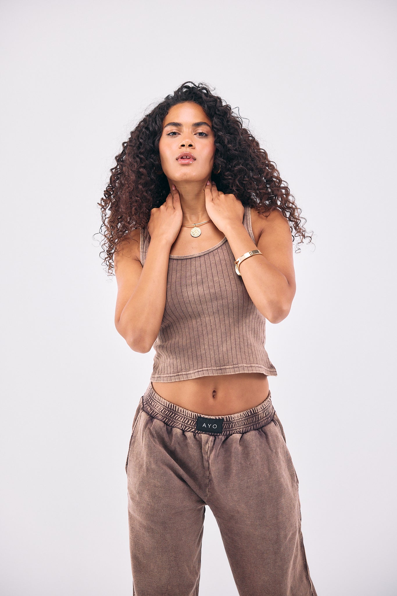 Stone Wash Tank Top - BROWN