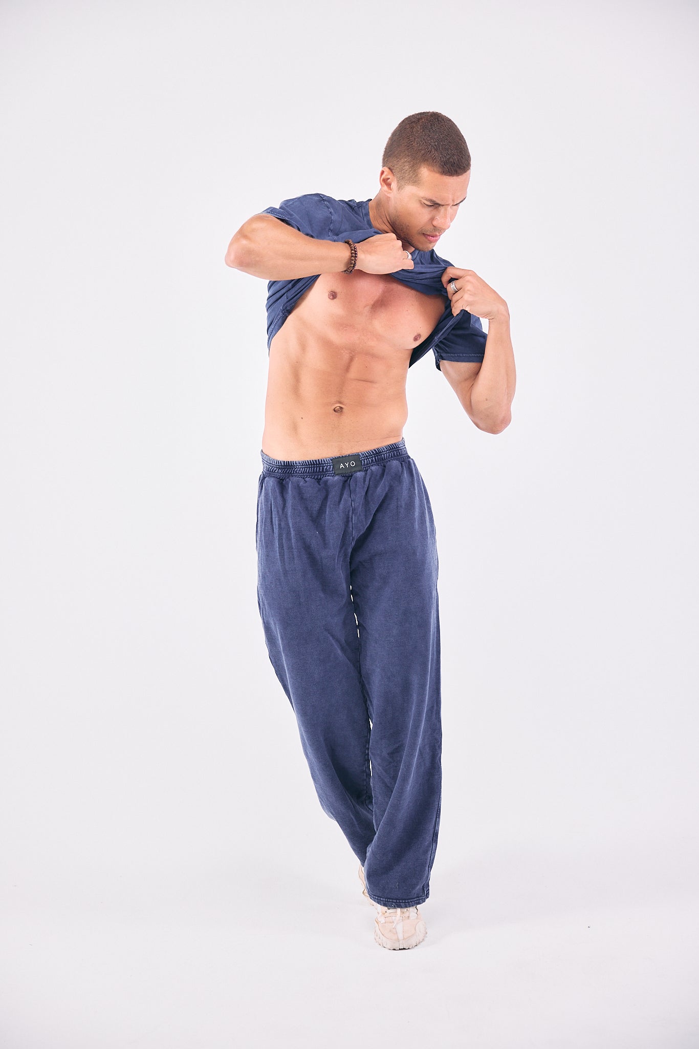 Stone Wash Sweatpants - NAVY