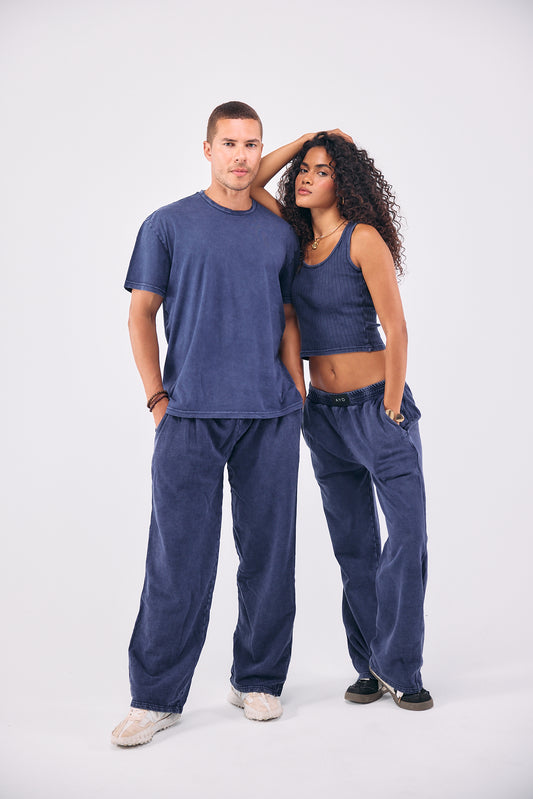 Stone Wash Sweatpants - NAVY