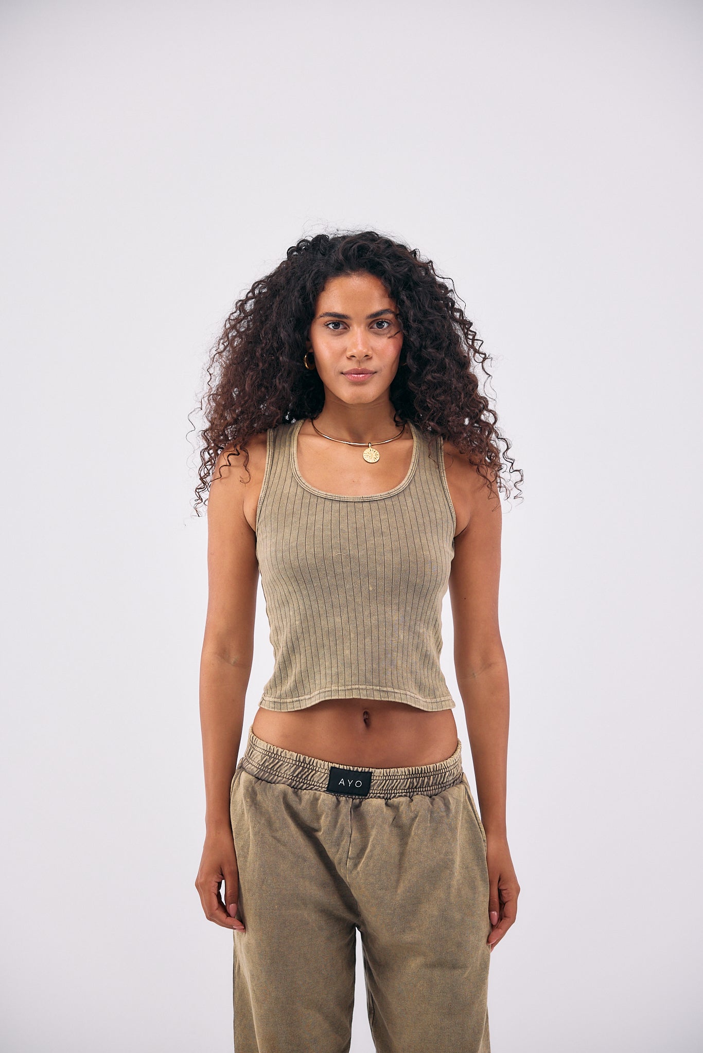 Stone Wash Tank Top - OLIVE