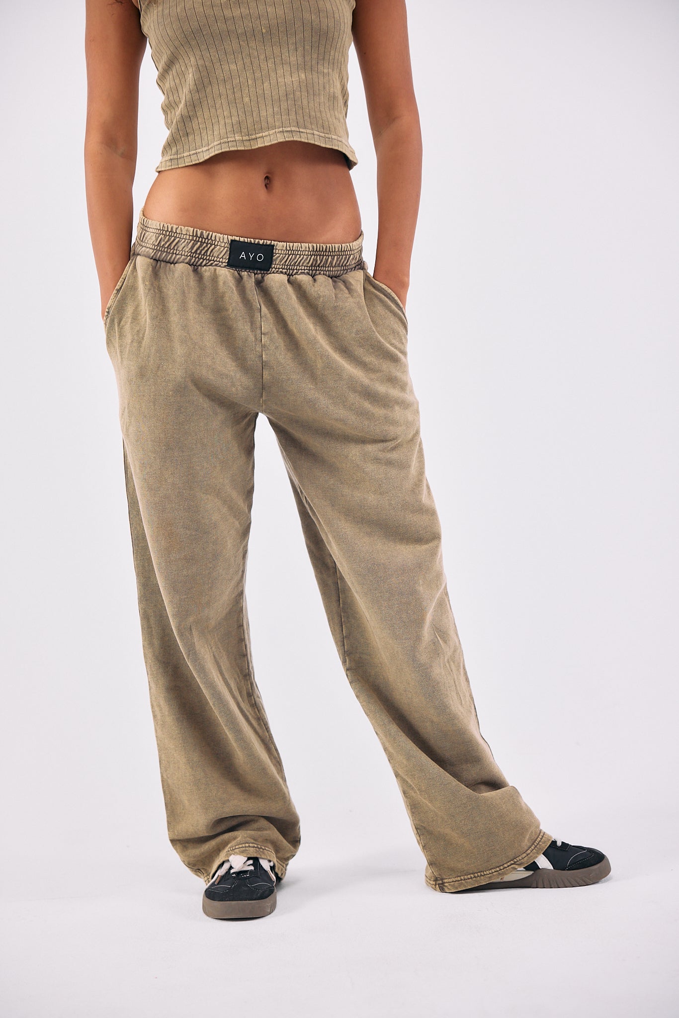 Stone Wash Sweatpants - OLIVE