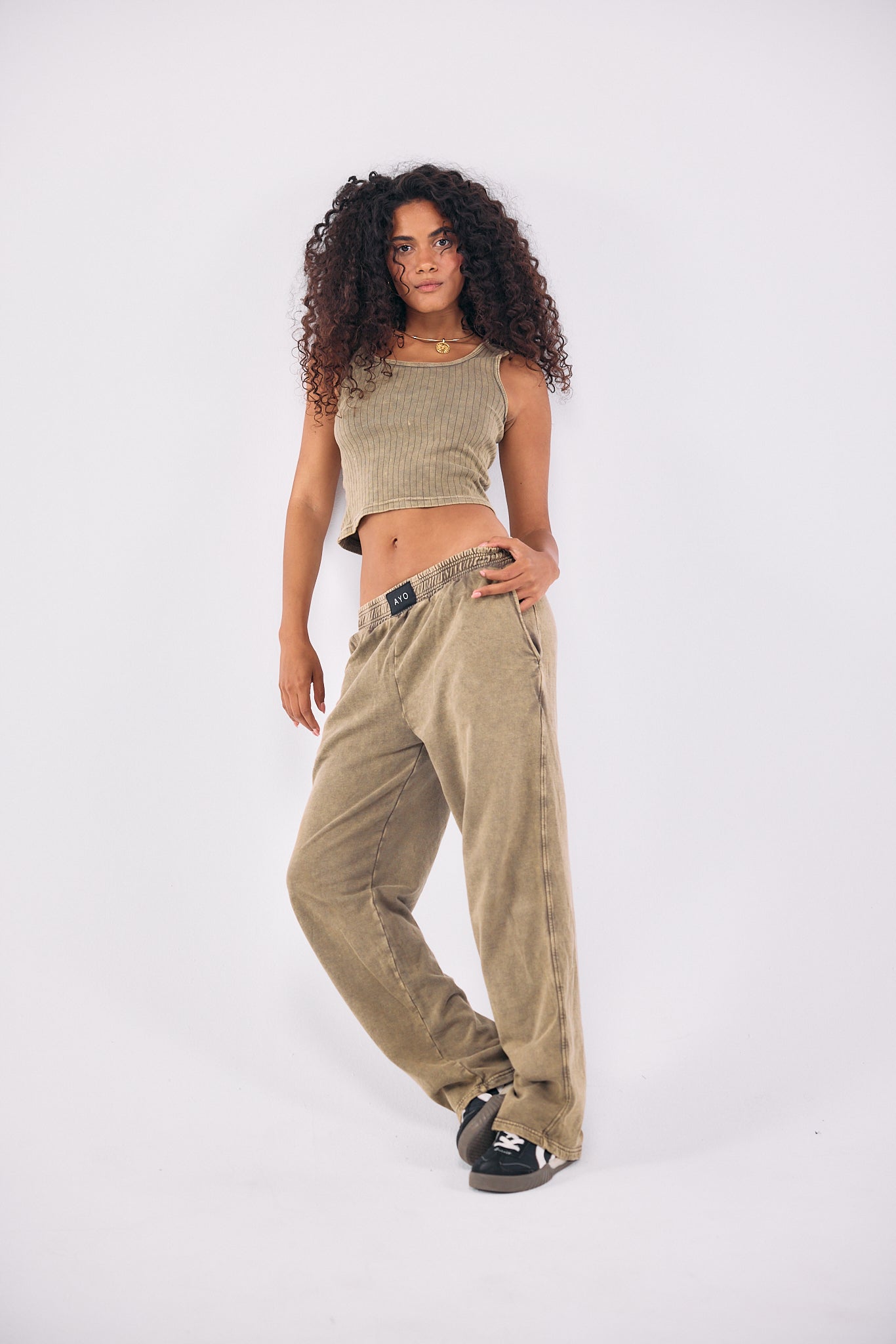 Stone Wash Sweatpants - OLIVE