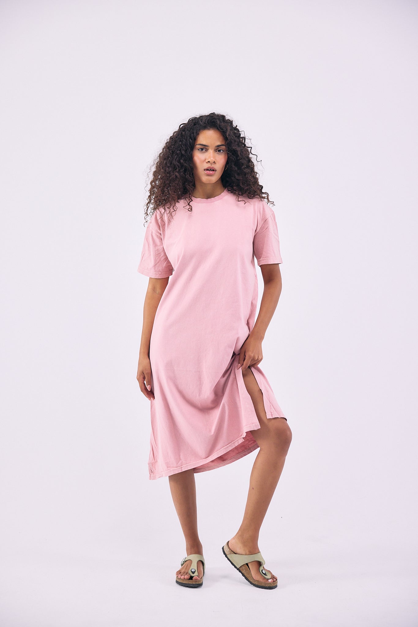Stone Wash Dress - Coral Red