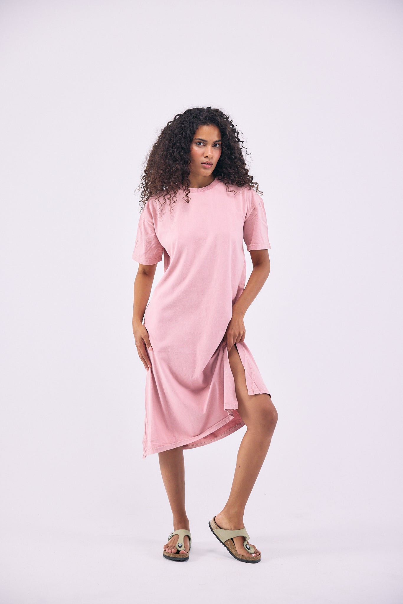 Stone Wash Dress - Coral Red