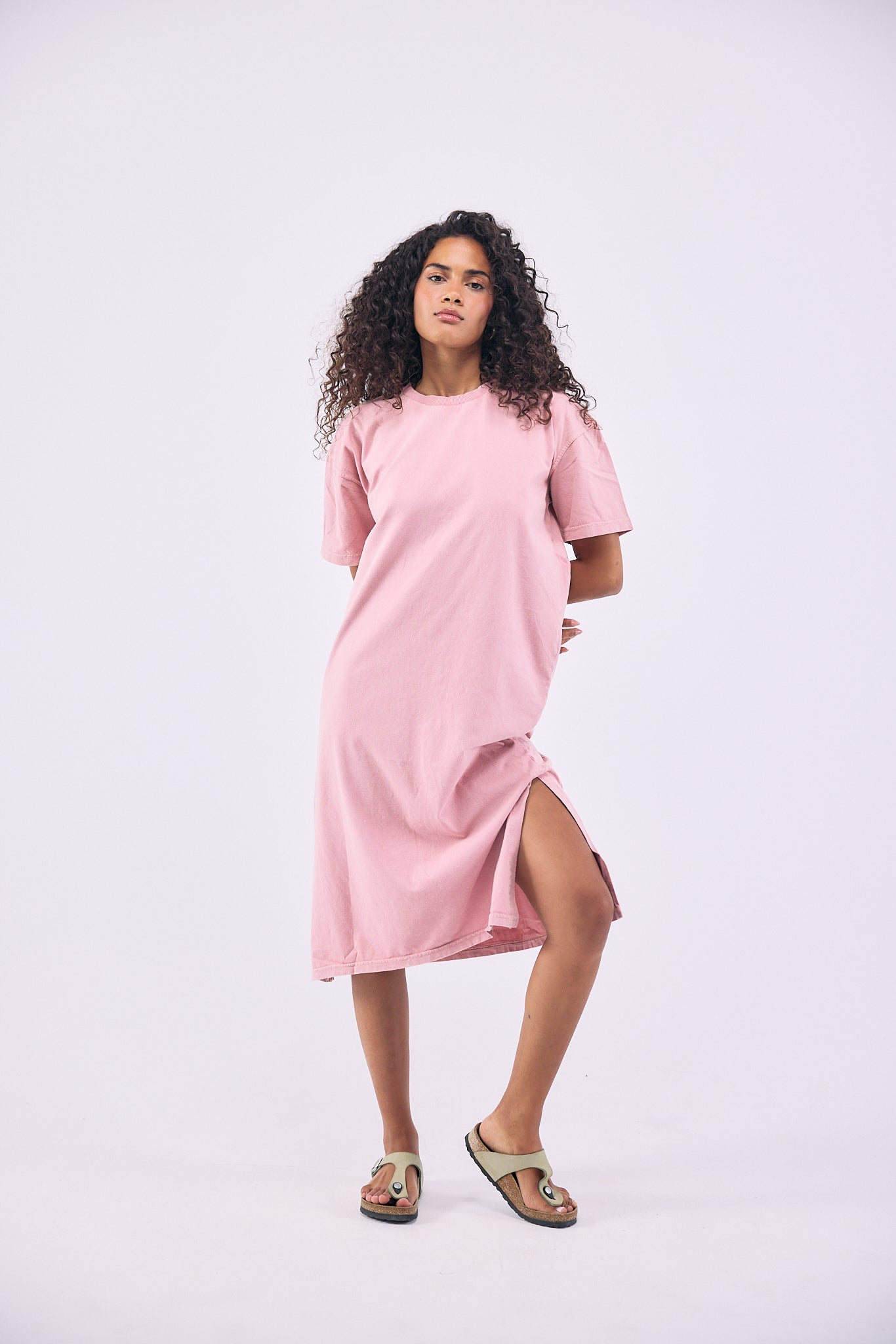 Stone Wash Dress - Coral Red