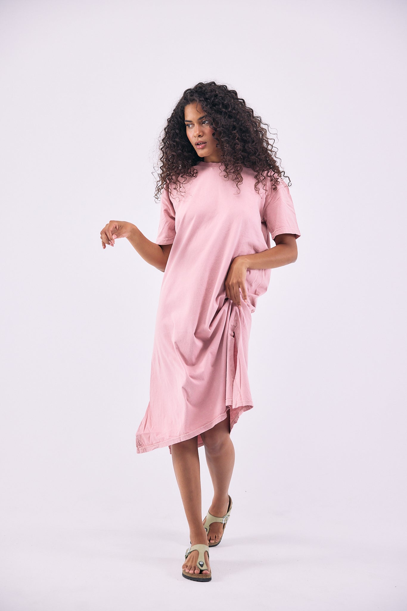 Stone Wash Dress - Coral Red