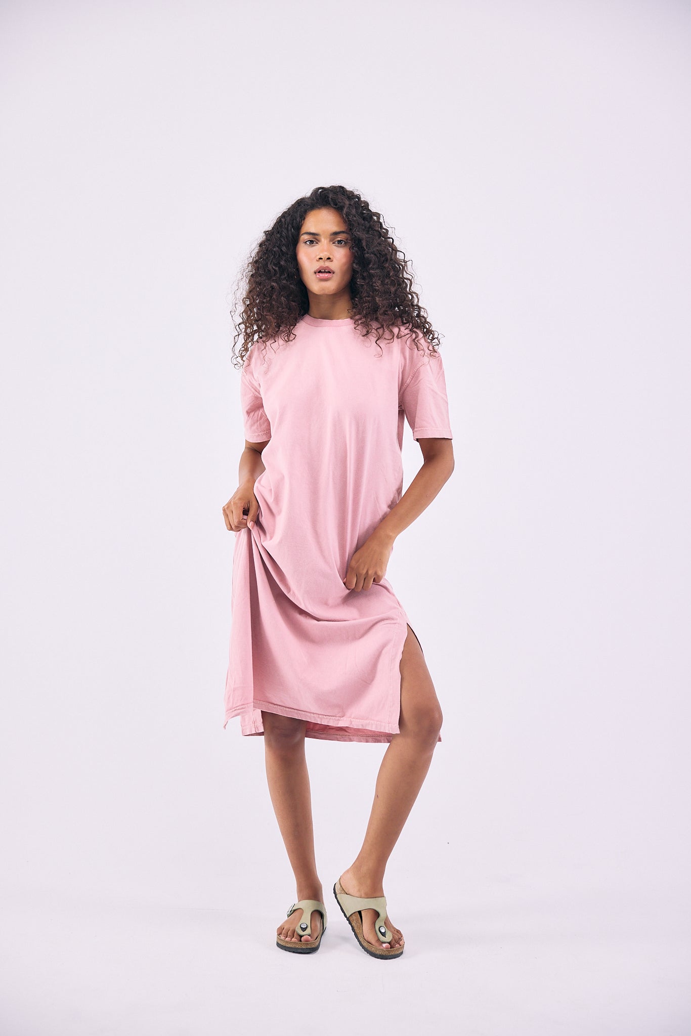 Stone Wash Dress - Coral Red