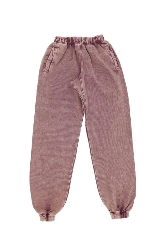 Puff Stonewash Sweatpants - Maroon